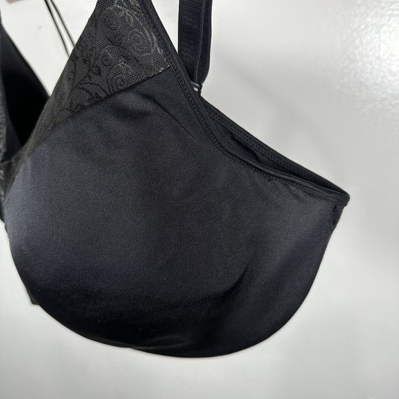 Bali 42DDD Bra Womens Black Underwire Floral Adjustable Straps Back Clasp - Picture 7 of 16